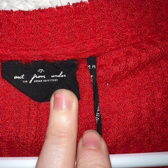 Urban Outfitters Out From Under Red Ribbed Button Front Pullover Henley Top - Picture 3 of 6